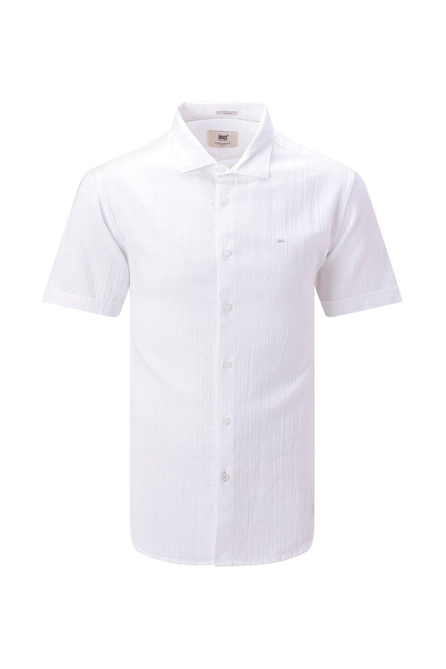 BASICS SLIM FIT BLUE COTTON DOBBY STRIPE HALFSLEEVES SHIRT