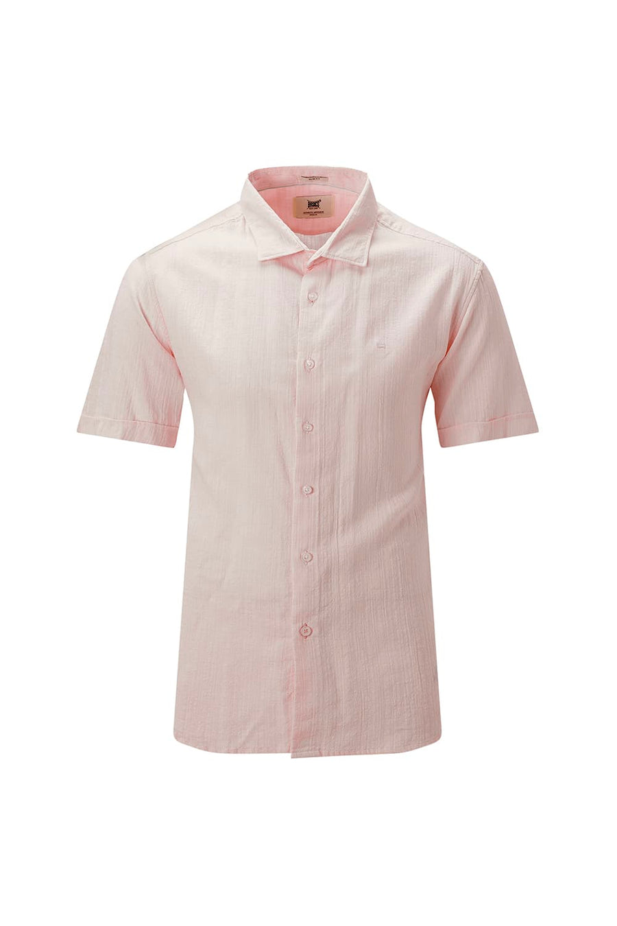 BASICS SLIM FIT BLUE COTTON DOBBY STRIPE HALFSLEEVES SHIRT