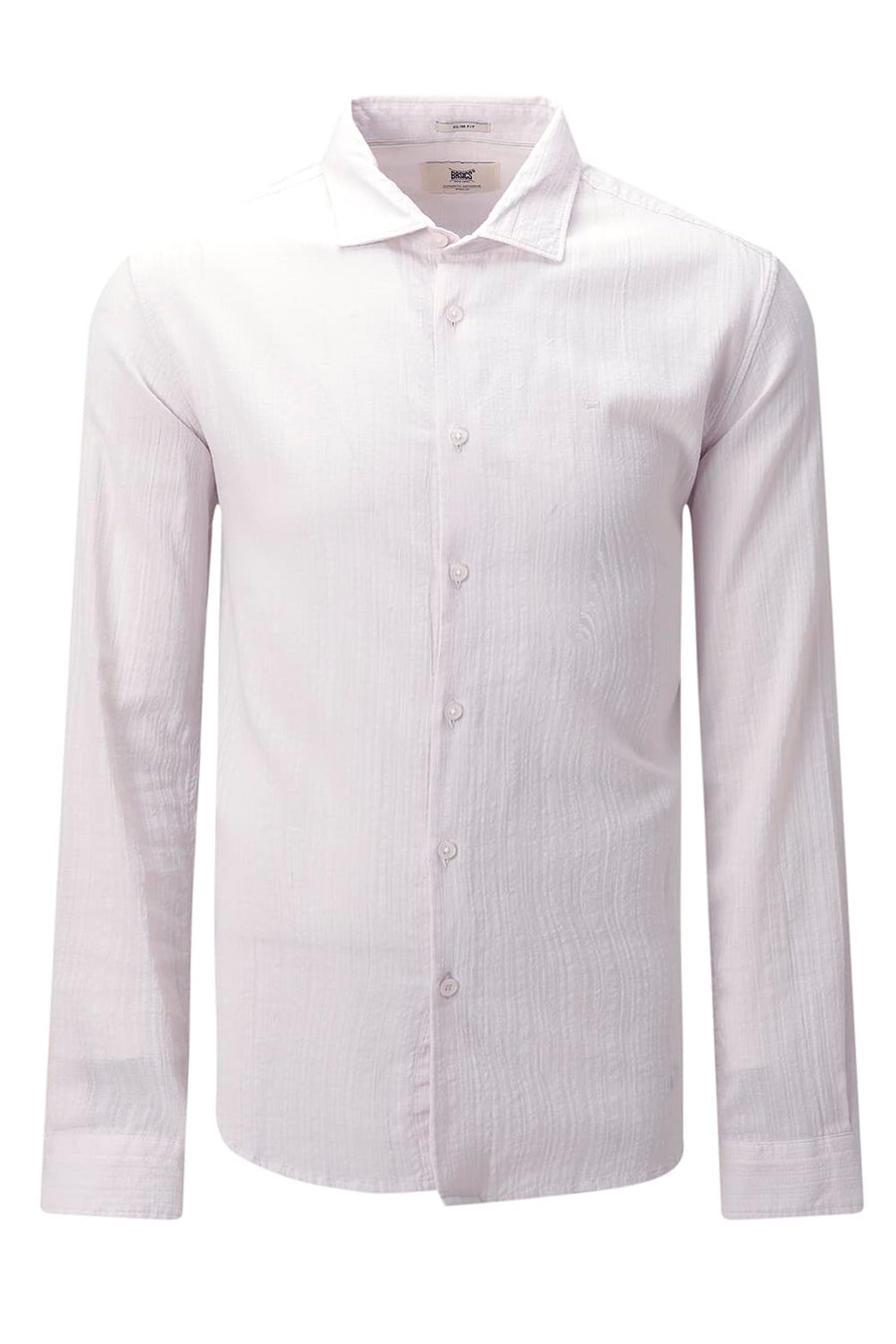 BASICS SLIM FIT BLUE COTTON DOBBY STRIPE SHIRT