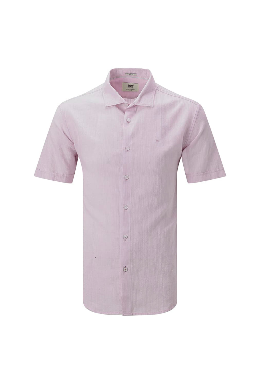 BASICS SLIM FIT GREEN COTTON DOBBY STRIPE HALFSLEEVES SHIRT