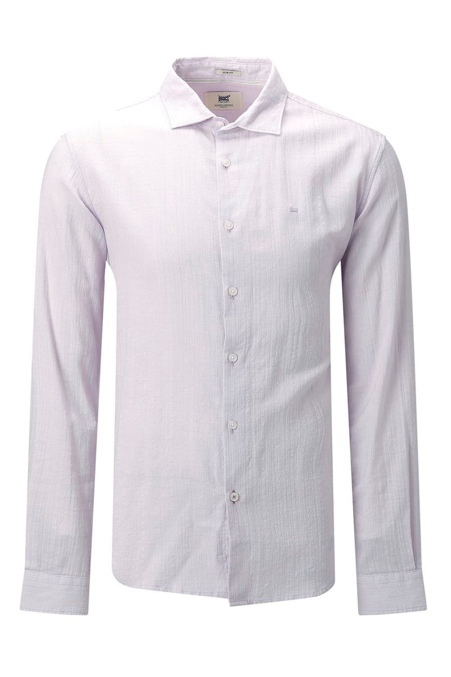 BASICS SLIM FIT GREEN COTTON DOBBY STRIPE SHIRT
