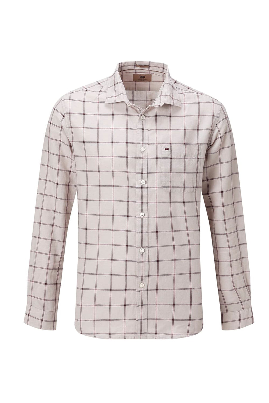 BASICS SLIM FIT GREEN COTTON LINEN CHECKS SHIRT