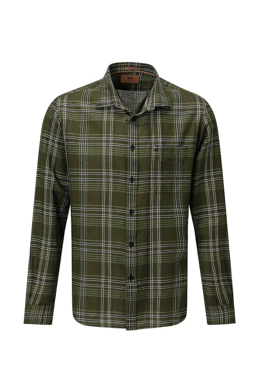BASICS SLIM FIT TEAL COTTON LINEN CHECKS SHIRT