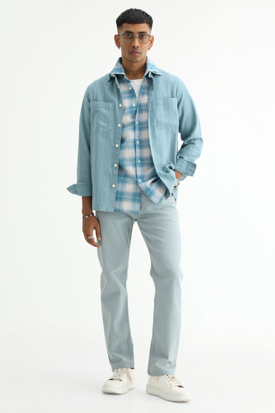 BASICS SLIM FIT YELLOW COTTON LINEN CHECKS HALFSLEEVES SHIRT