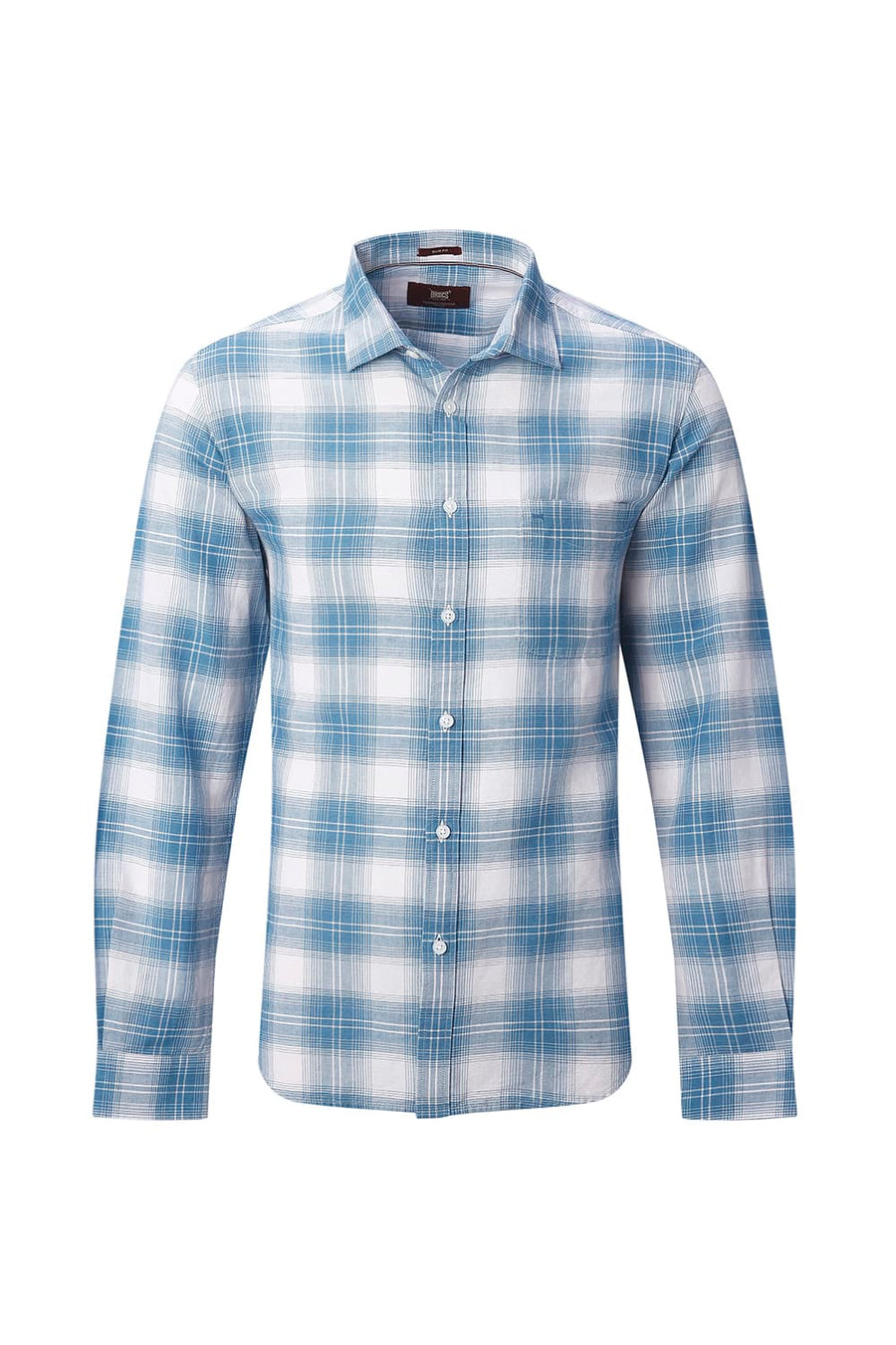 BASICS SLIM FIT YELLOW COTTON LINEN CHECKS SHIRT
