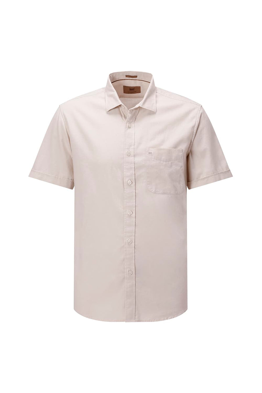 BASICS SLIM FIT WHITE COTTON LINEN HALFSLEEVES SHIRT
