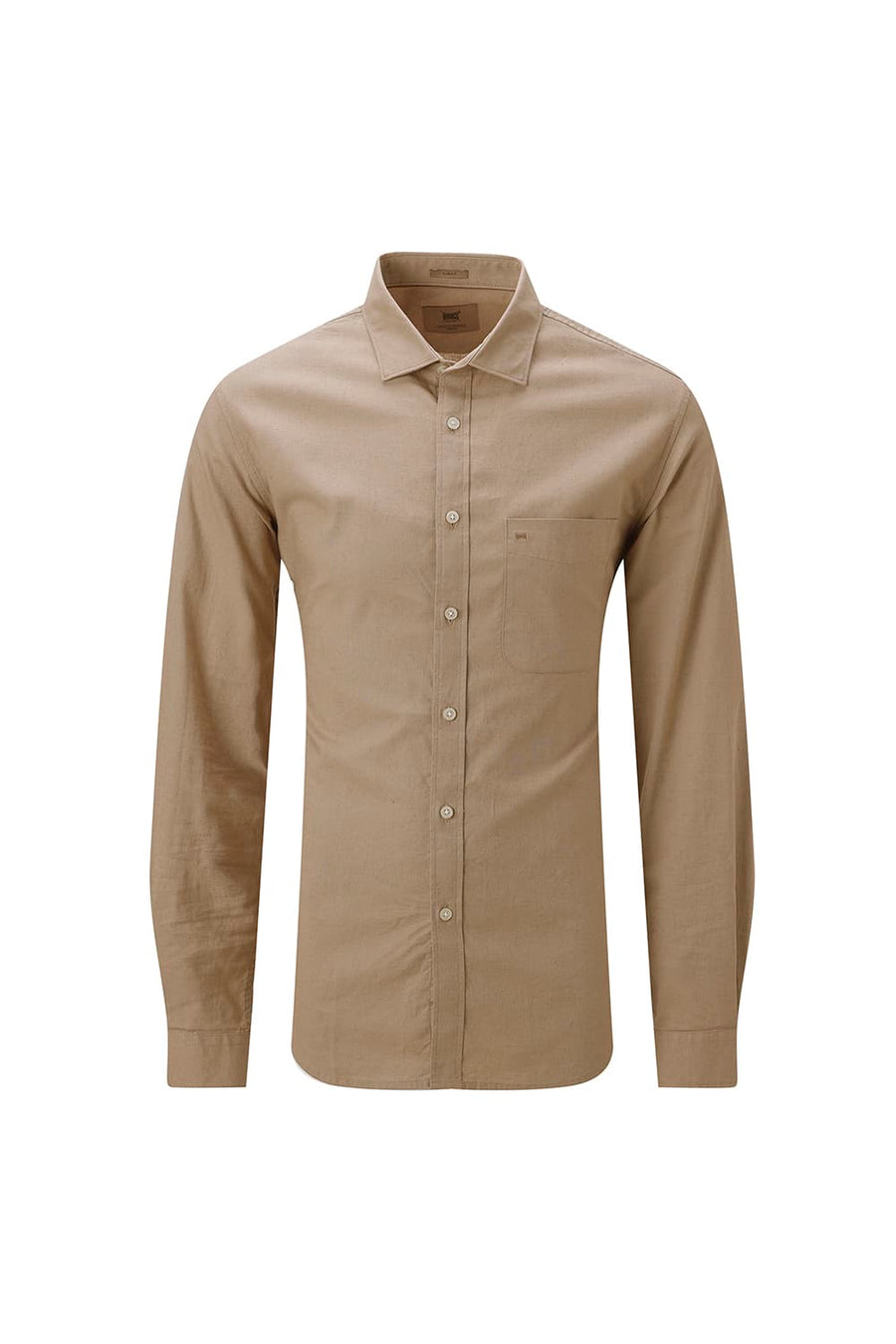 BASICS SLIM FIT BLUE COTTON LINEN SHIRT