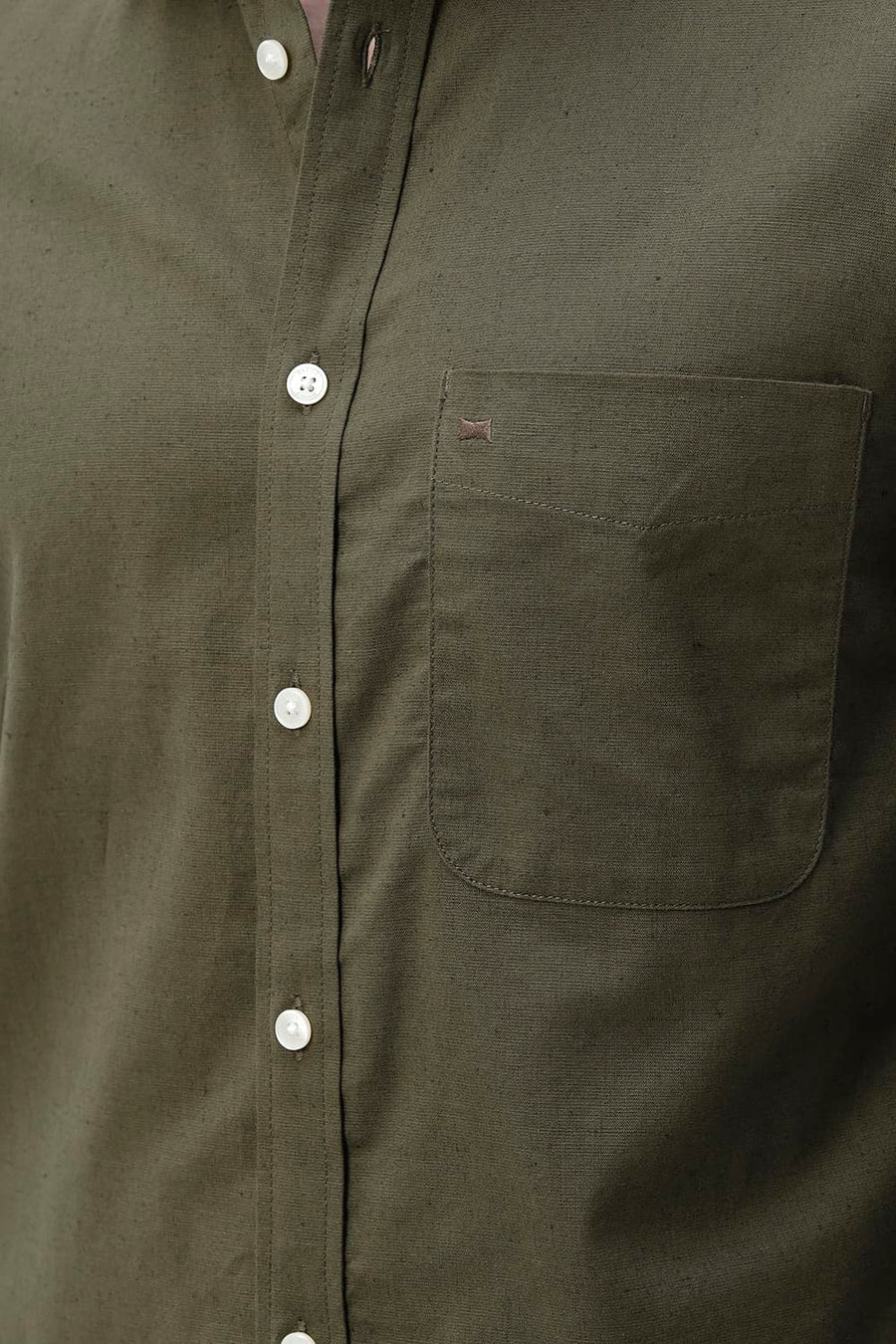 BASICS SLIM FIT BEIGE COTTON LINEN SHIRT