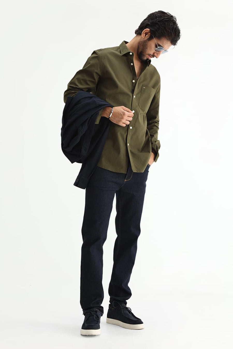 BASICS SLIM FIT BEIGE COTTON LINEN SHIRT
