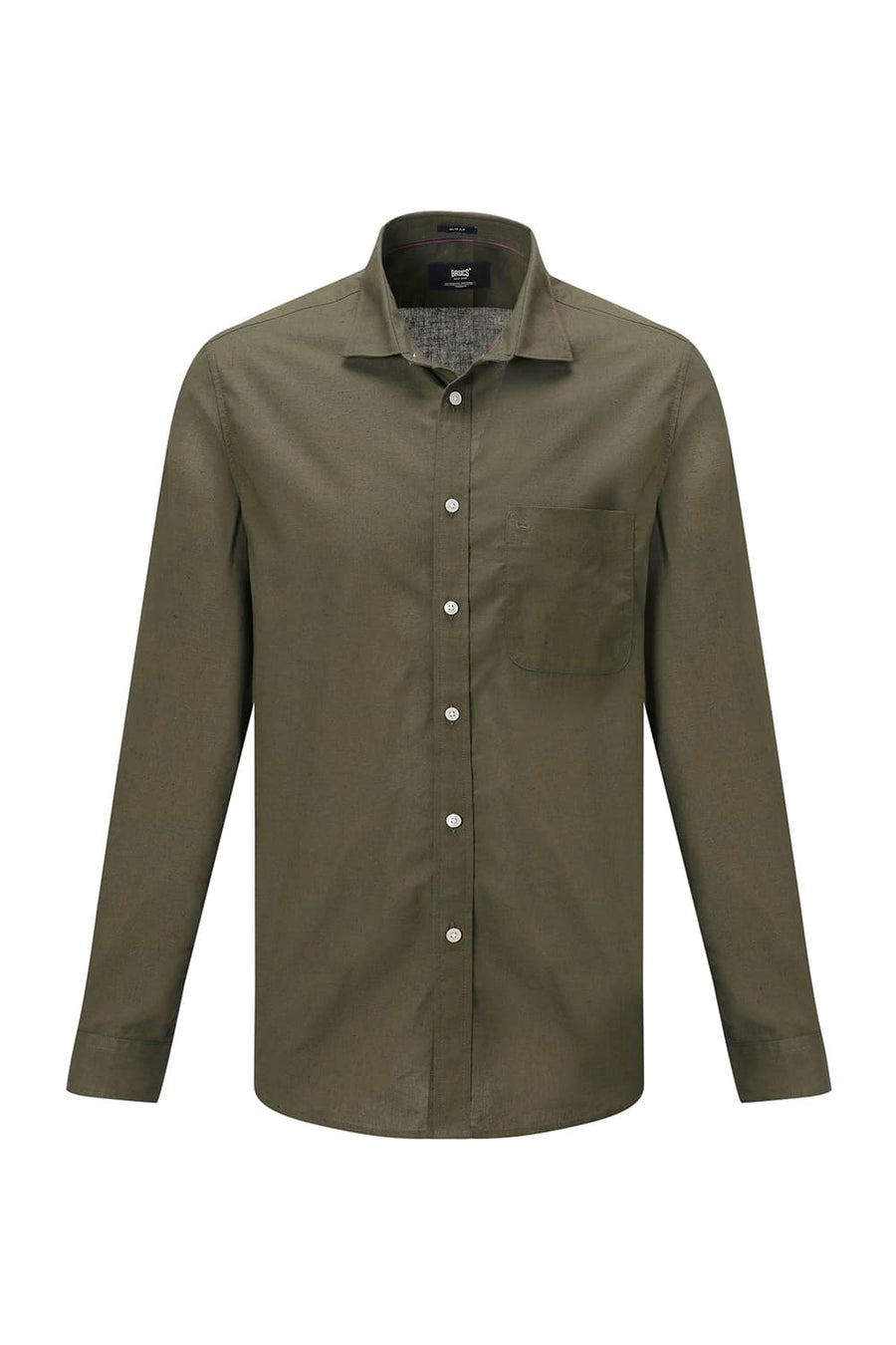 BASICS SLIM FIT BEIGE COTTON LINEN SHIRT
