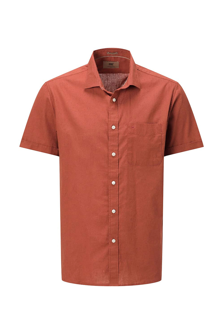 BASICS SLIM FIT WHITE COTTON LINEN HALFSLEEVES SHIRT