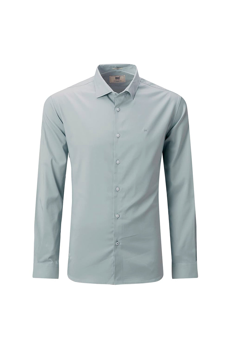 BASICS SLIM FIT BEIGE POLYESTER STRETCH SHIRT