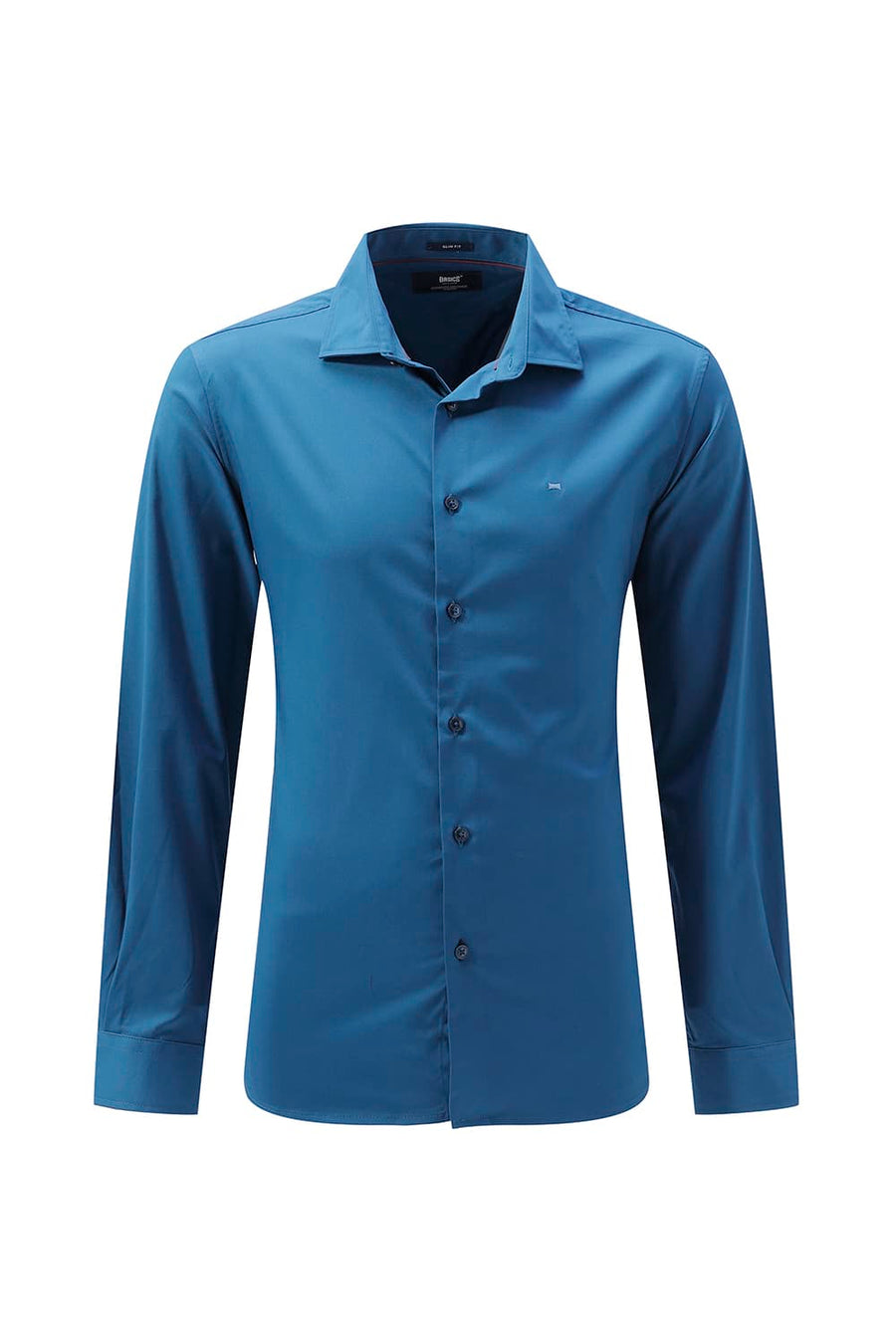 BASICS SLIM FIT BEIGE POLYESTER STRETCH SHIRT