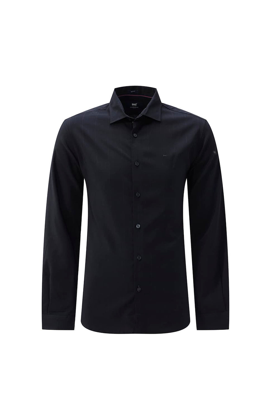 BASICS SLIM FIT LIGHT BLUE VISCOSE POLYESTER STRETCH DOBBY STRIPE SHIRT