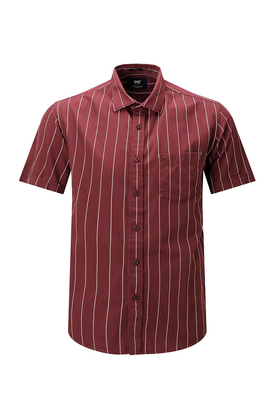 BASICS SLIM FIT LIGHT GREY COTTON TWILL STRIPE HALFSLEEVES SHIRT