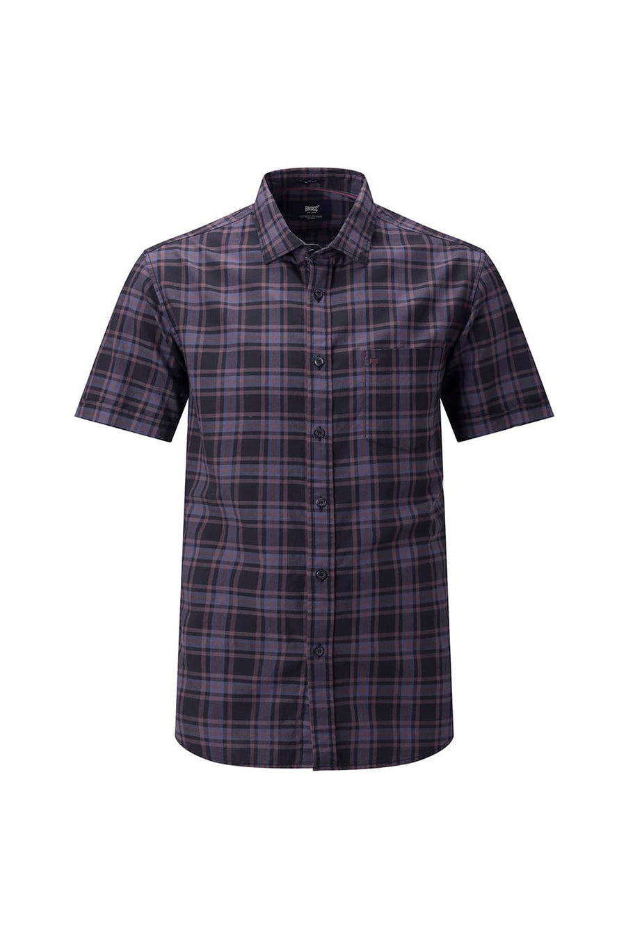 BASICS SLIM FIT GREEN COTTON TWILL CHECKS HALFSLEEVES SHIRT
