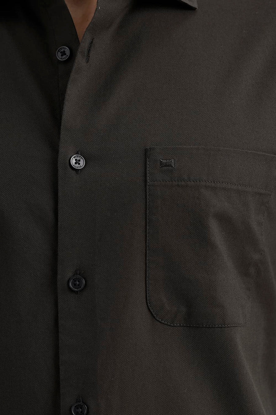 BASICS SLIM FIT COFFEE BROWN COTTON OXFORD SHIRT
