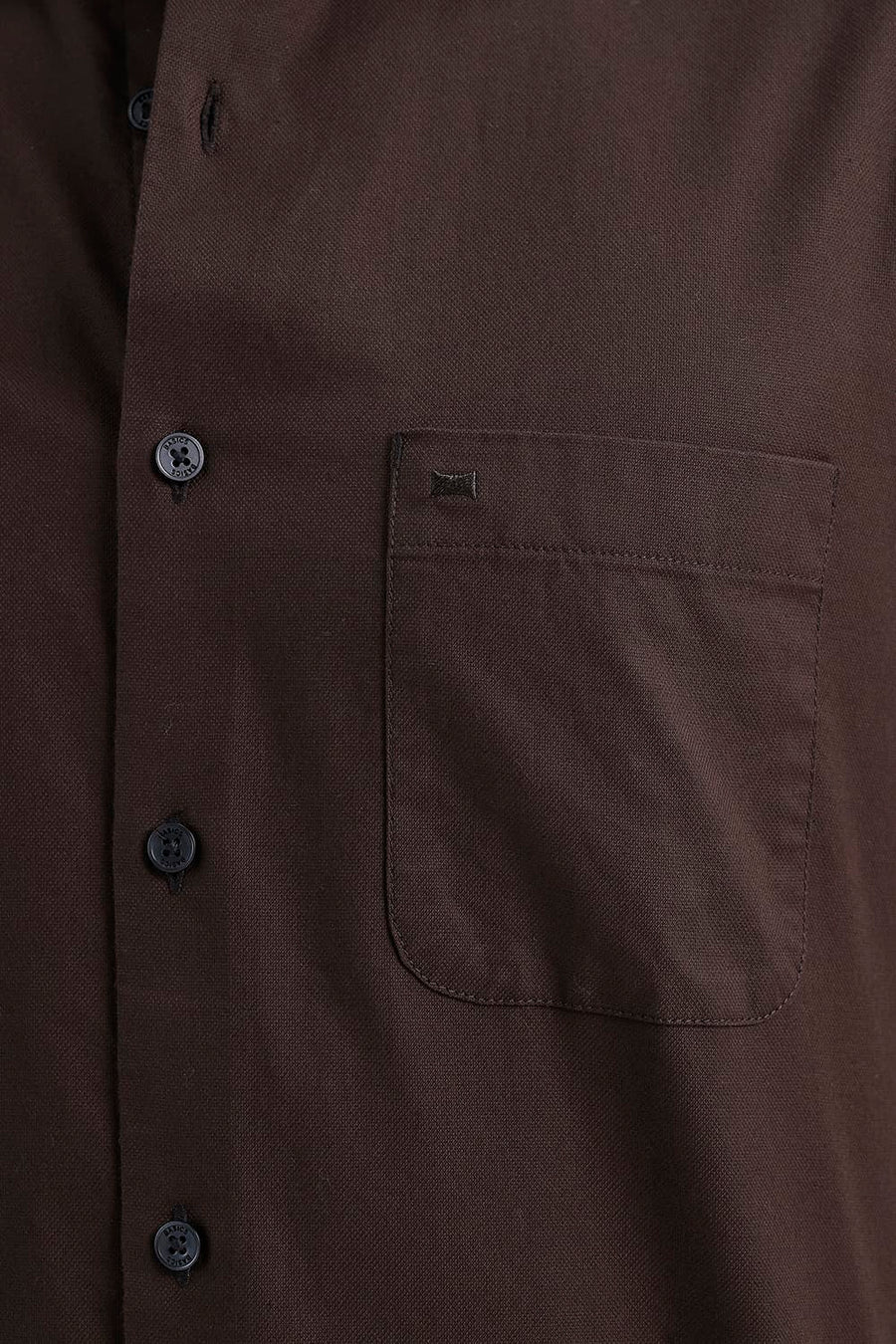 BASICS SLIM FIT COFFEE BROWN COTTON OXFORD HALFSLEEVES SHIRT