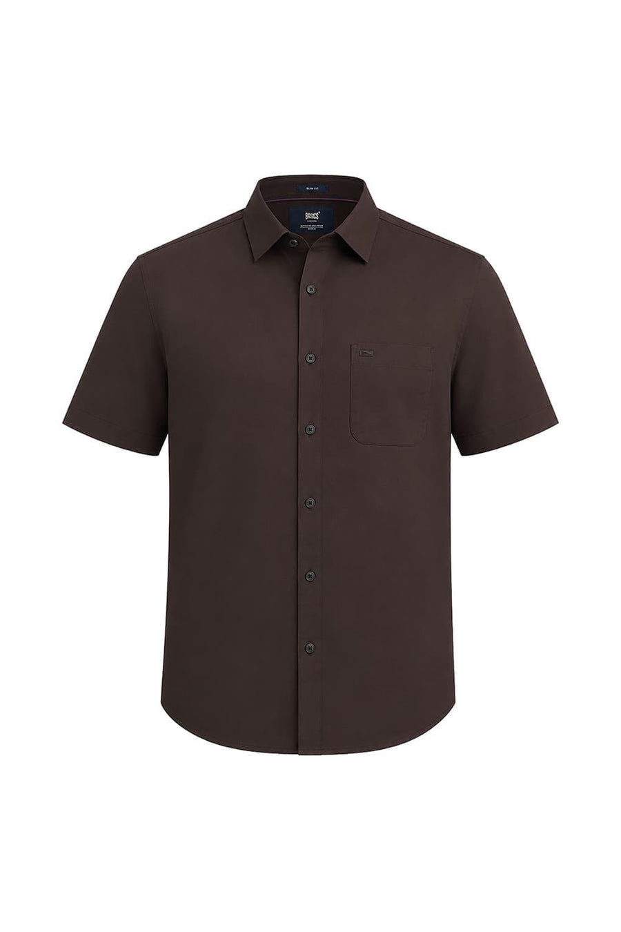 BASICS SLIM FIT COFFEE BROWN COTTON OXFORD HALFSLEEVES SHIRT