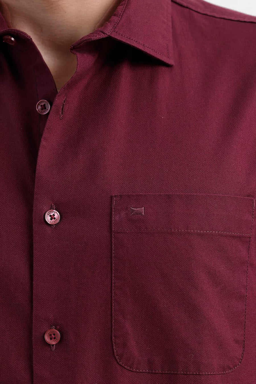 BASICS SLIM FIT GRAPE PURPLE COTTON OXFORD SHIRT