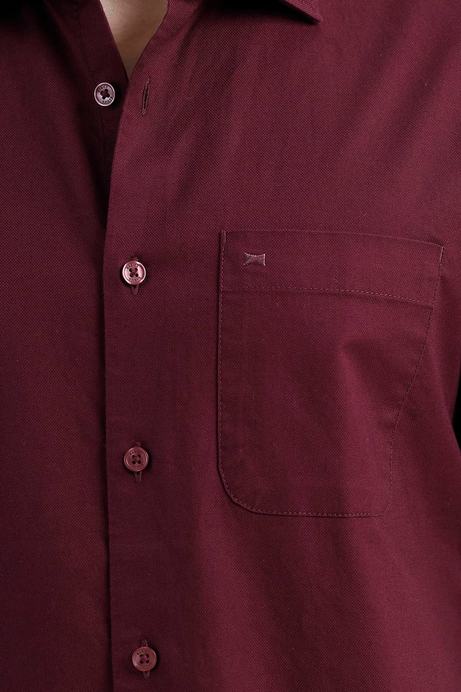 BASICS SLIM FIT GRAPE PURPLE COTTON OXFORD HALFSLEEVES SHIRT