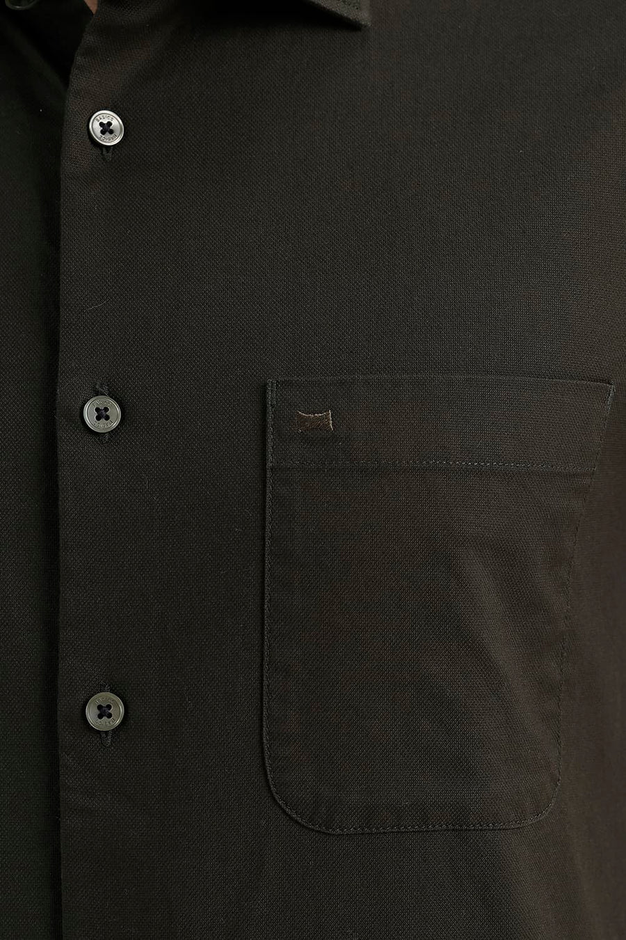 BASICS SLIM FIT ROSIN GREEN COTTON OXFORD HALFSLEEVES SHIRT