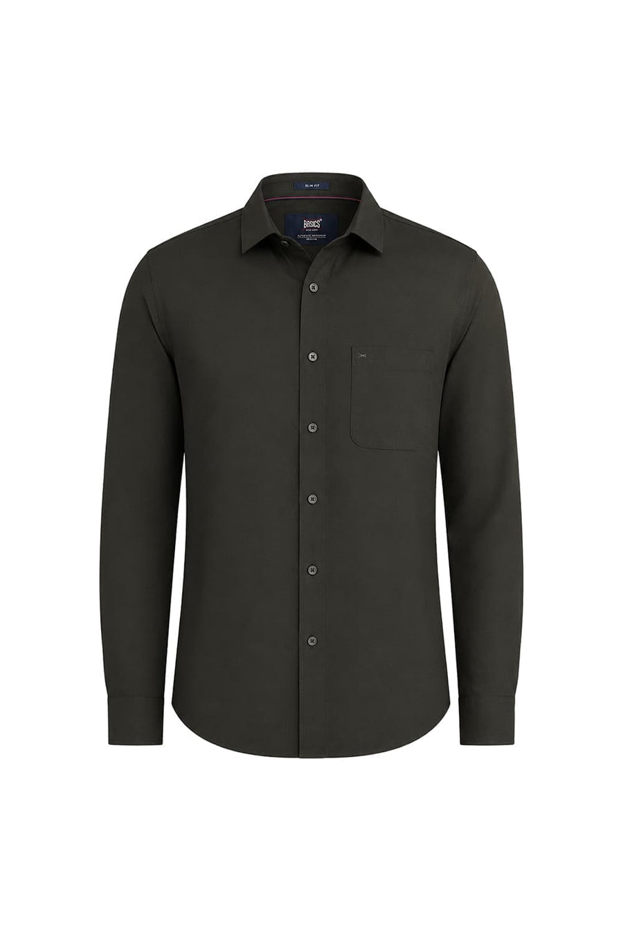BASICS SLIM FIT ROSIN GREEN COTTON OXFORD SHIRT