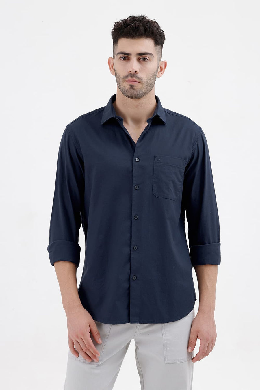 BASICS SLIM FIT MOONLIT OCEAN COTTON OXFORD SHIRT