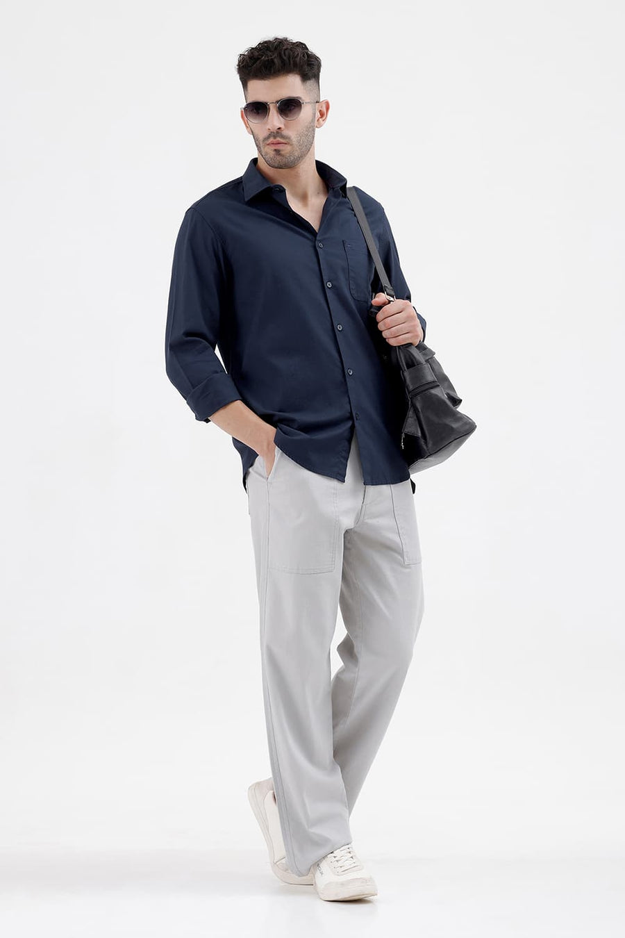 BASICS SLIM FIT MOONLIT OCEAN COTTON OXFORD SHIRT