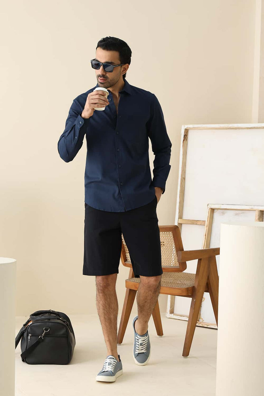 BASICS SLIM FIT MOONLIT OCEAN COTTON OXFORD SHIRT
