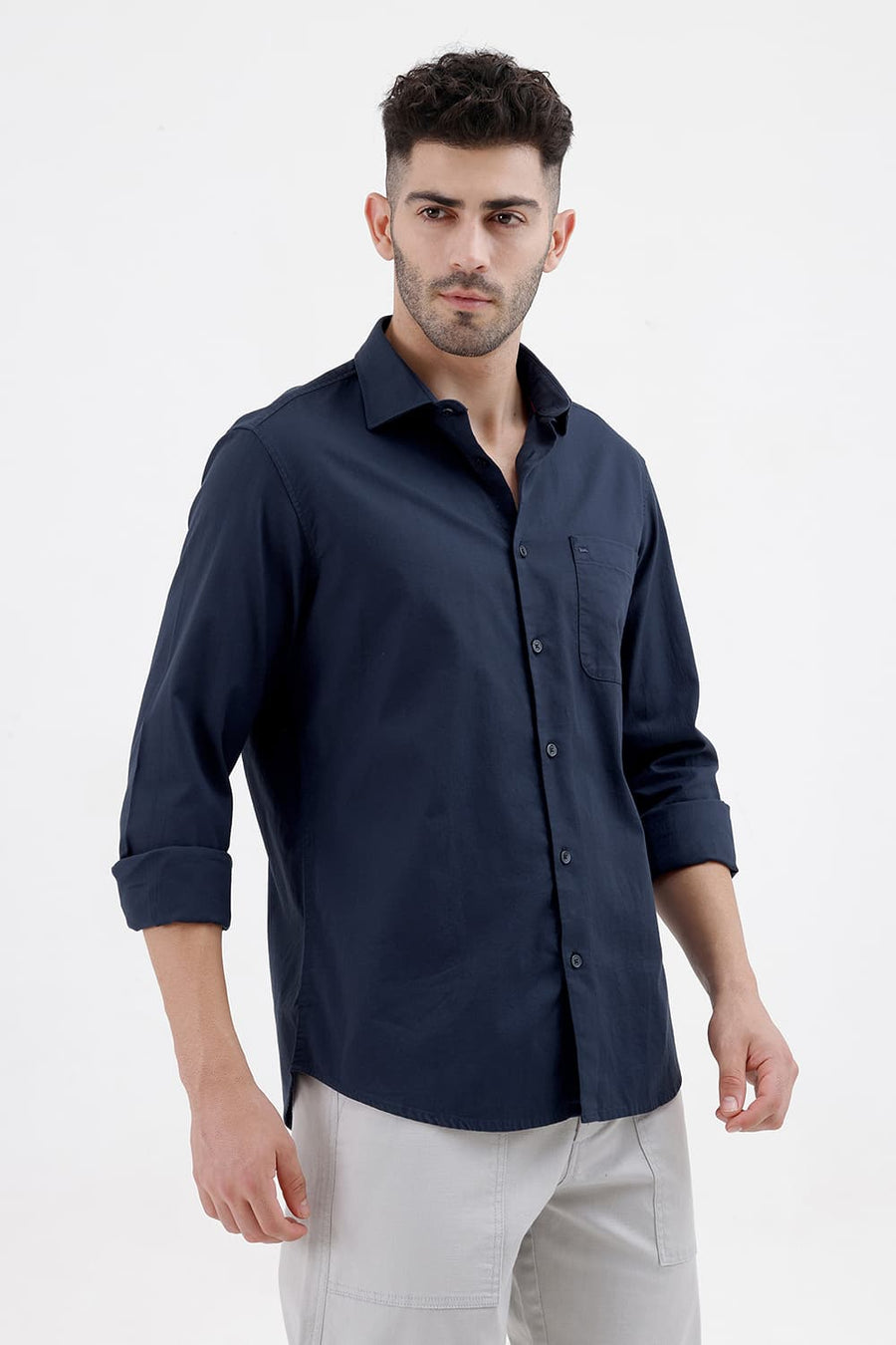BASICS SLIM FIT MOONLIT OCEAN COTTON OXFORD SHIRT