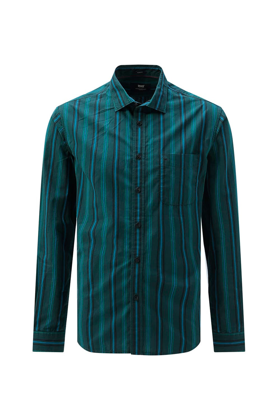 BASICS SLIM FIT LIGHT BROWN COTTON PLAIN STRIPES SHIRT