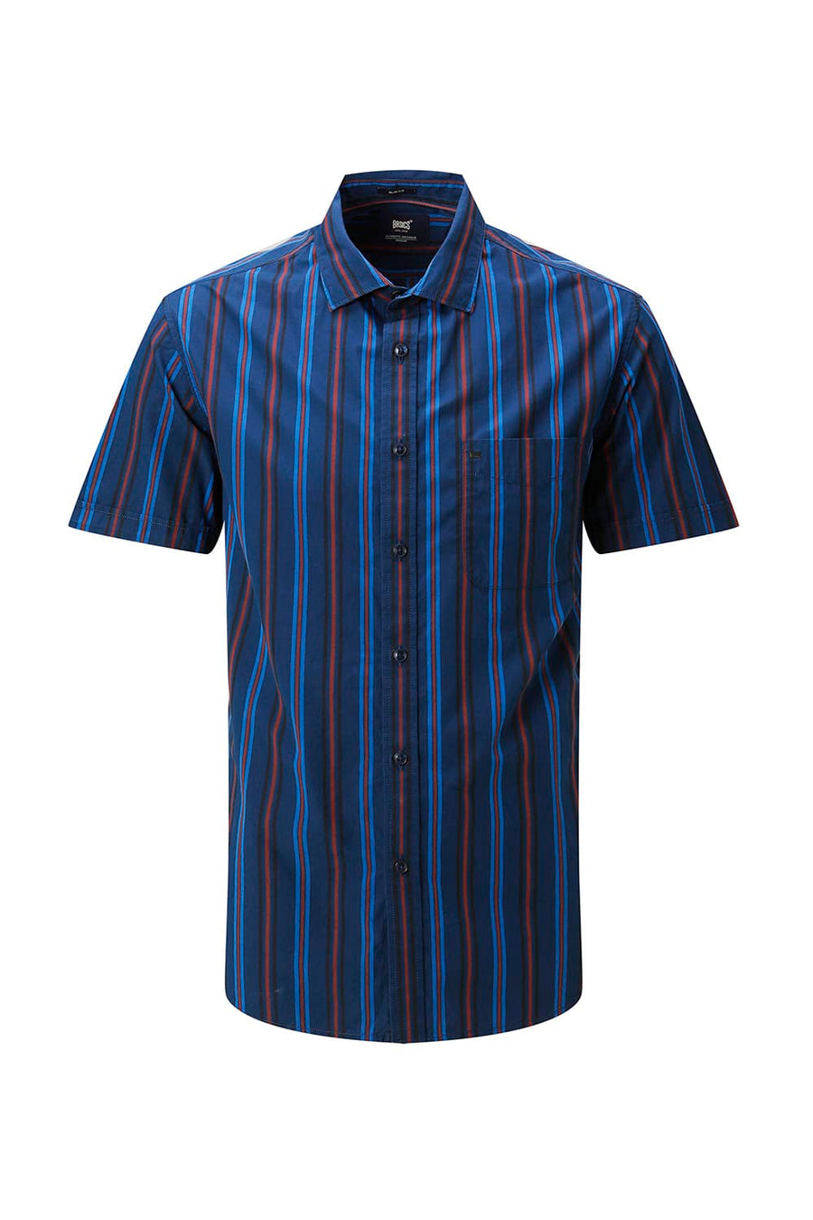 BASICS SLIM FIT BLACK COTTON PLAIN STRIPES HALFSLEEVES SHIRT