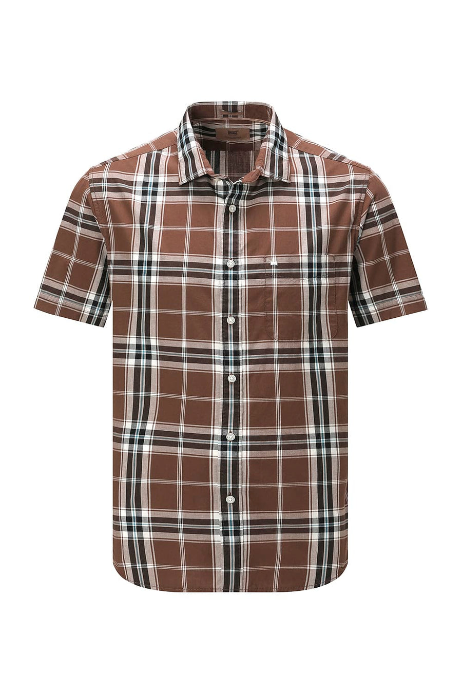 BASICS SLIM FIT DARK GREEN COTTON PLAIN CHECKS HALFSLEEVES SHIRT
