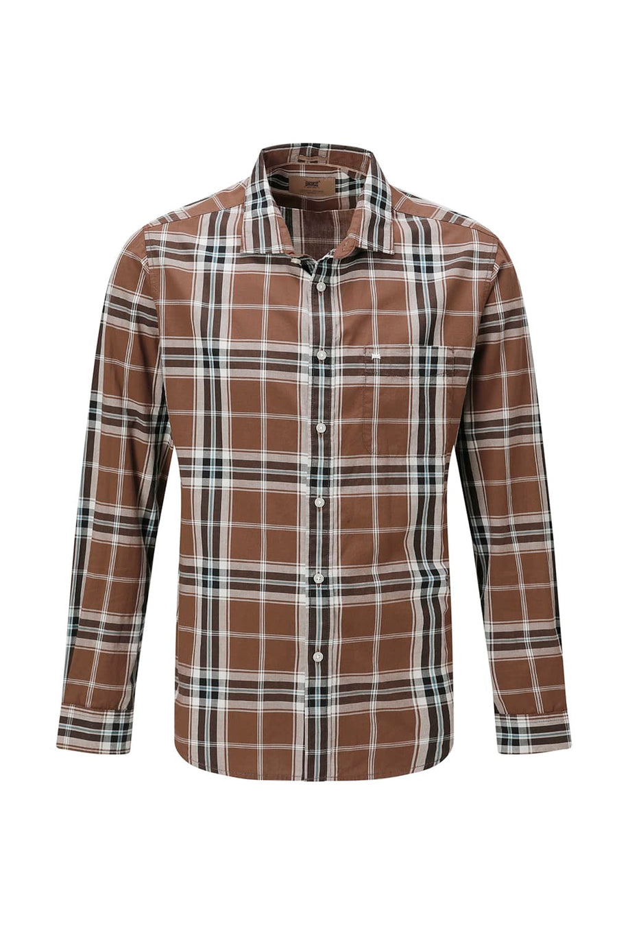 BASICS SLIM FIT DARK GREEN COTTON PLAIN CHECKS SHIRT