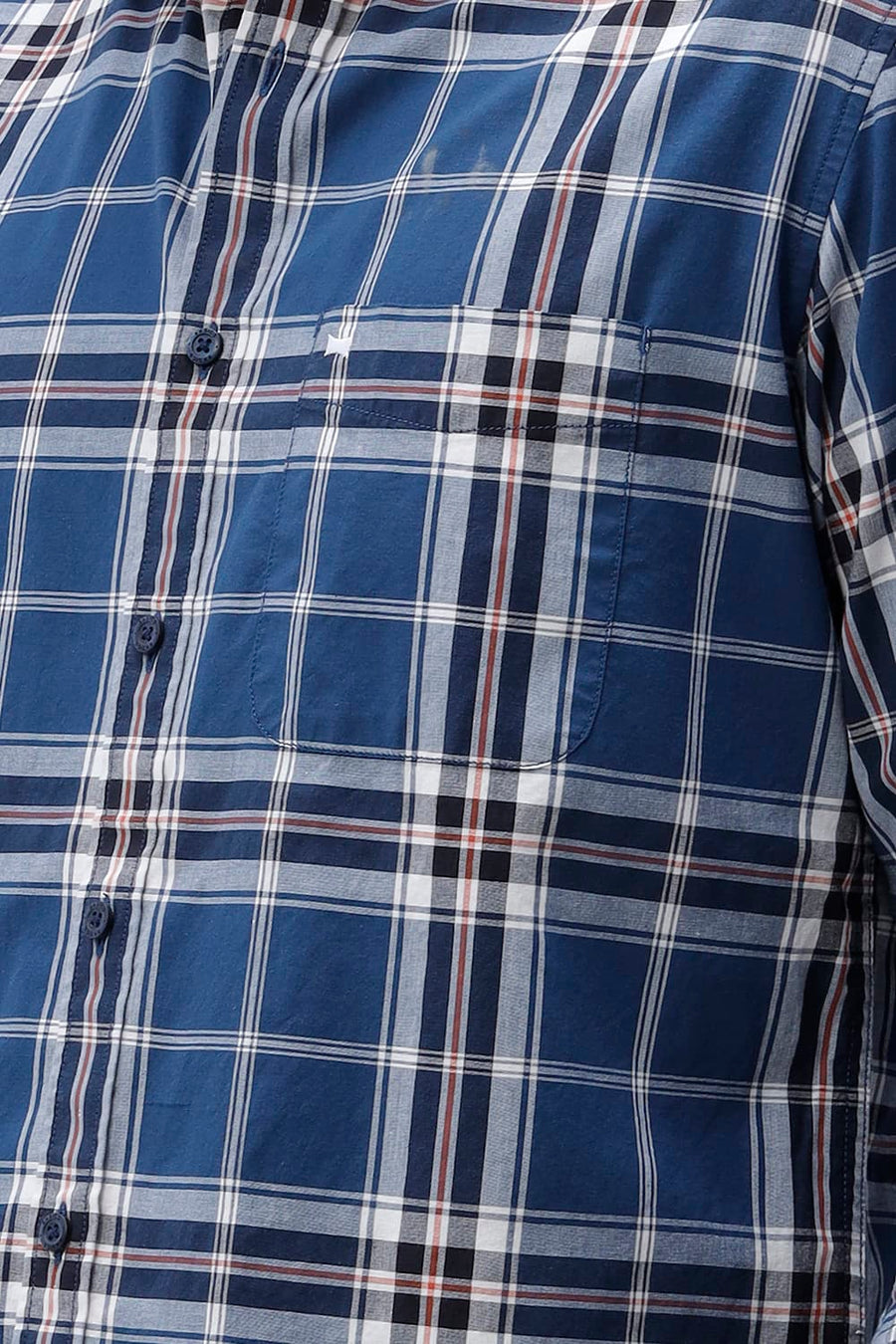 BASICS SLIM FIT DARK GREY COTTON PLAIN CHECKS SHIRT