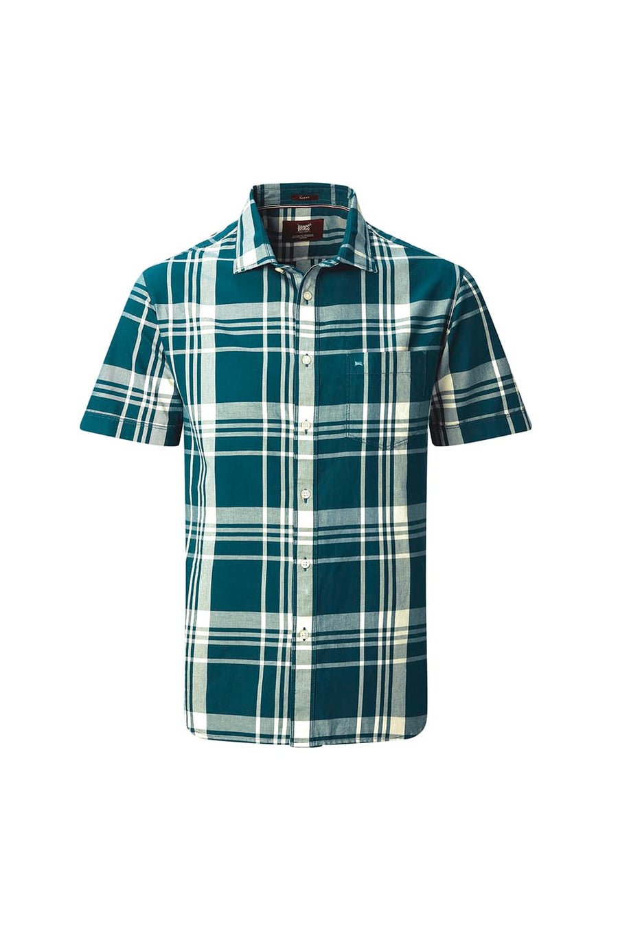 BASICS SLIM FIT BEIGE COTTON TWILL CHECKS HALFSLEEVES SHIRT