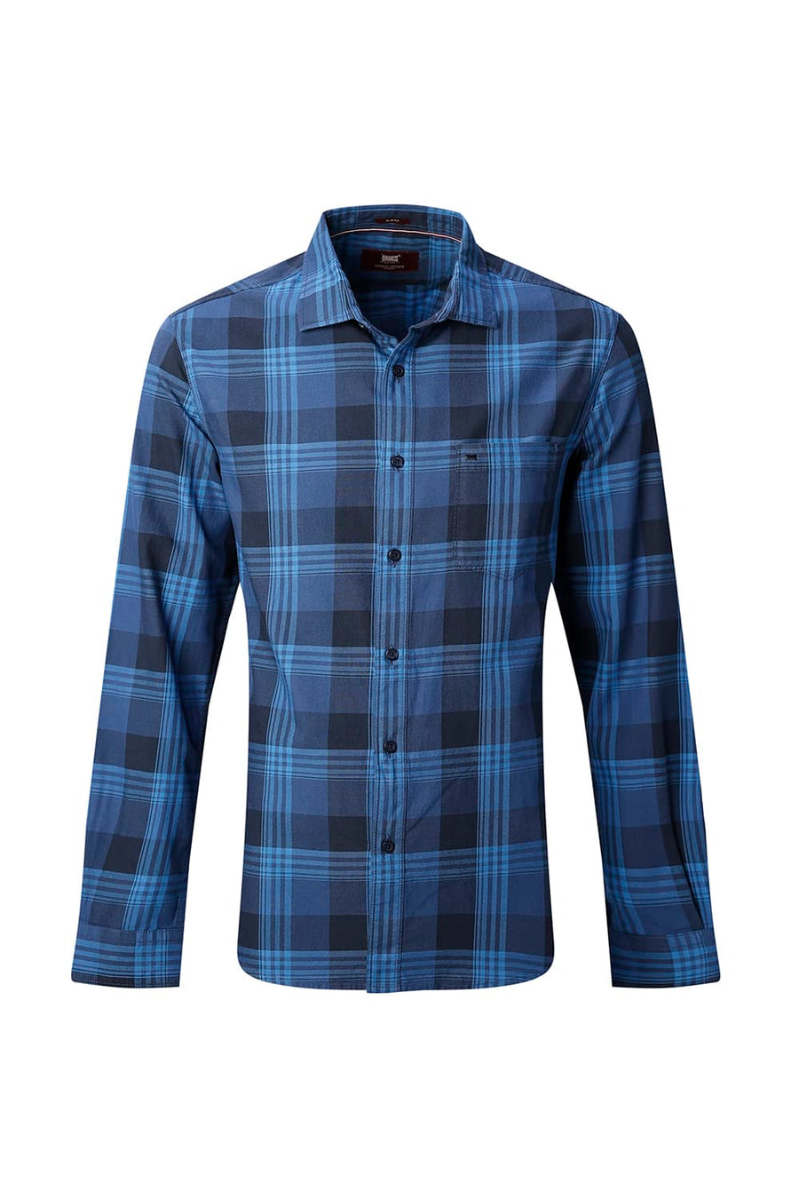 BASICS SLIM FIT OLIVE COTTON TWILL CHECKS SHIRT