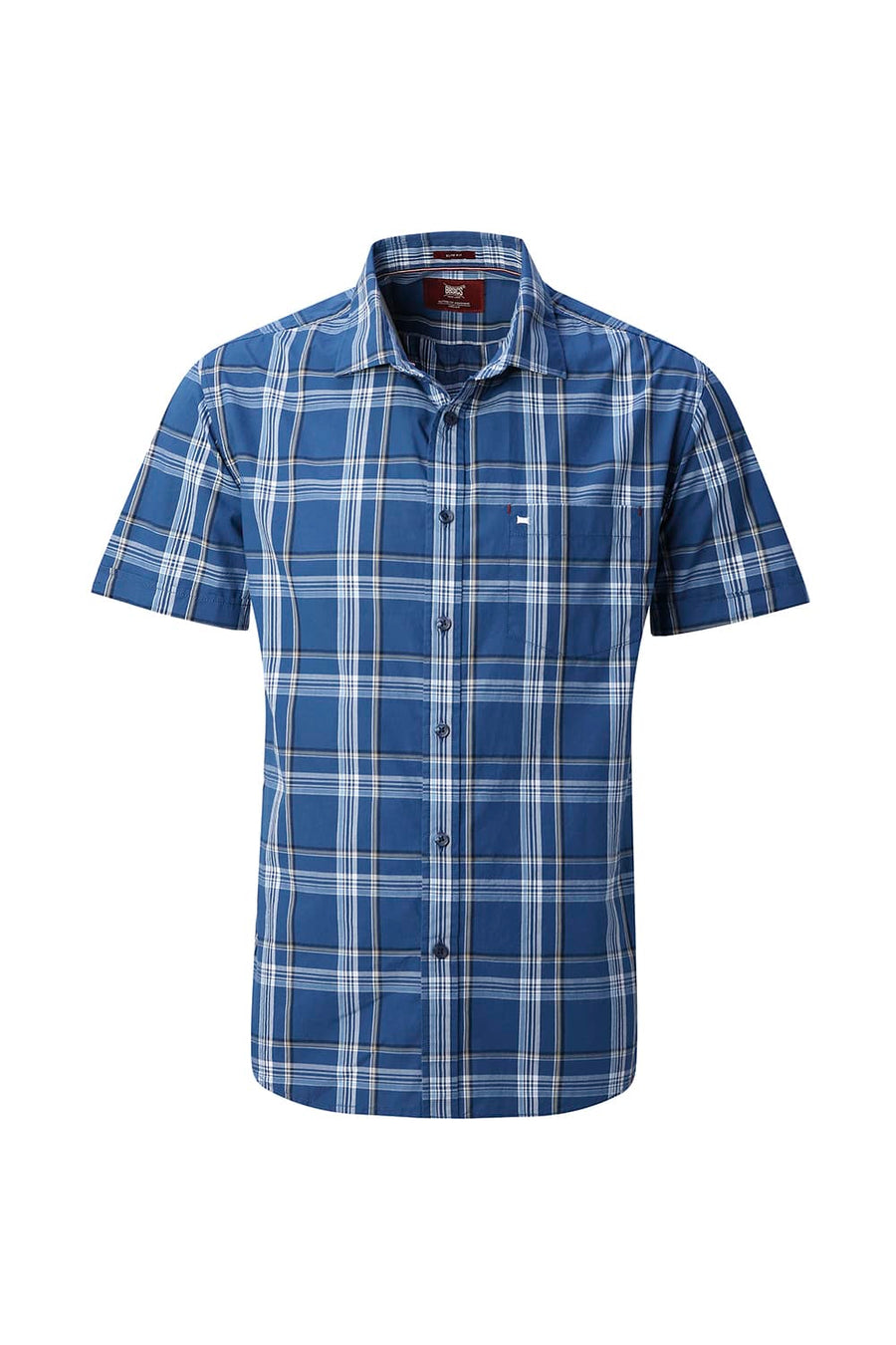 BASICS SLIM FIT LIGHT GREY COTTON PLAIN CHECKS HALFSLEEVES SHIRT
