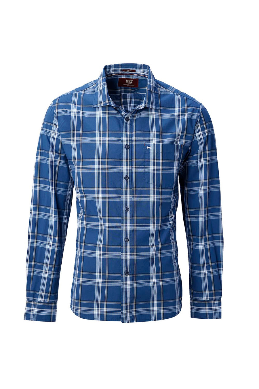 BASICS SLIM FIT LIGHT GREY COTTON PLAIN CHECKS SHIRT