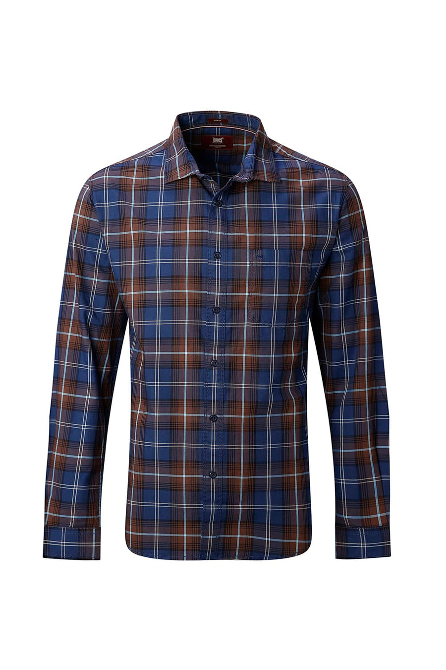 BASICS SLIM FIT LIGHT GREEN COTTON TWILL CHECKS SHIRT