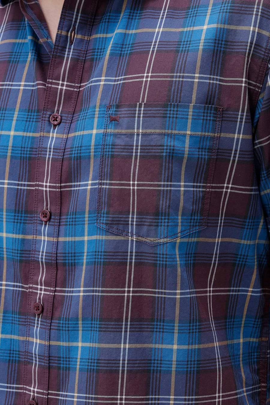 BASICS SLIM FIT LIGHT GREY COTTON TWILL CHECKS HALFSLEEVES SHIRT