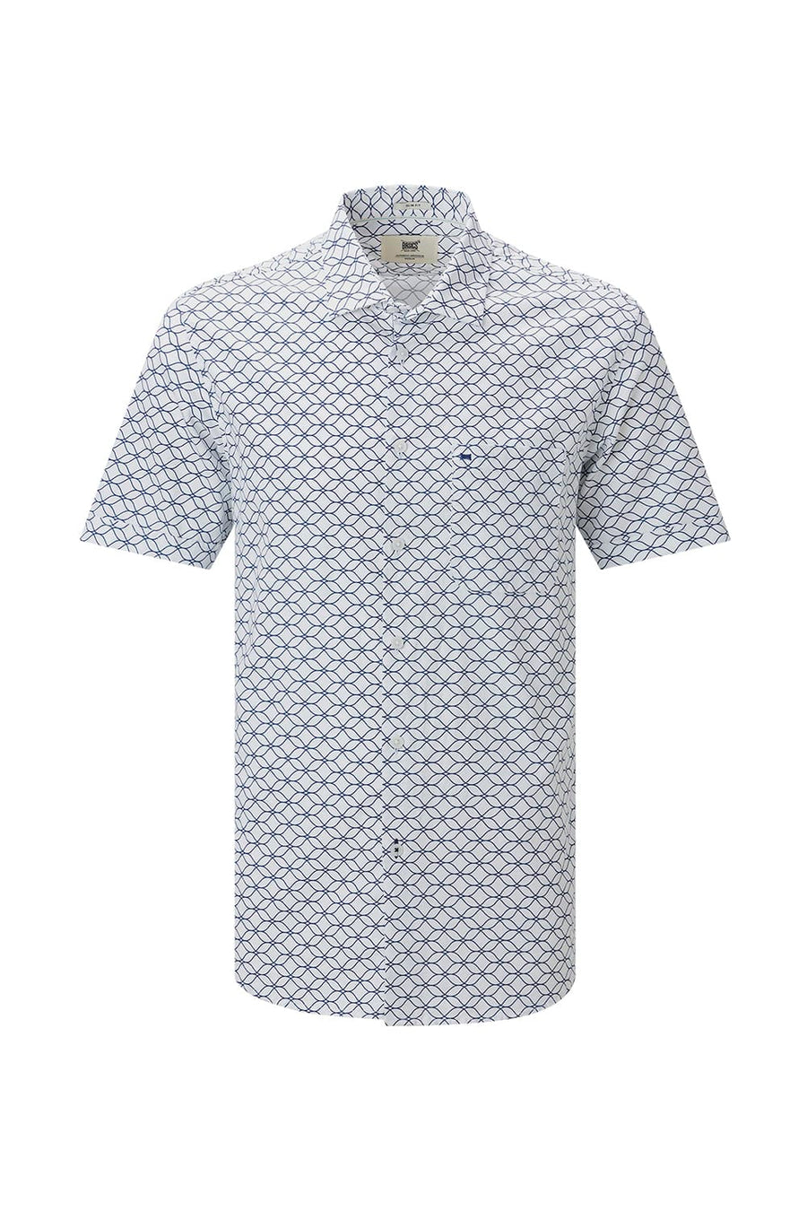 BASICS SLIM FIT LIGHT GREEN COTTON CREPE PRINTED HALFSLEEVES SHIRT