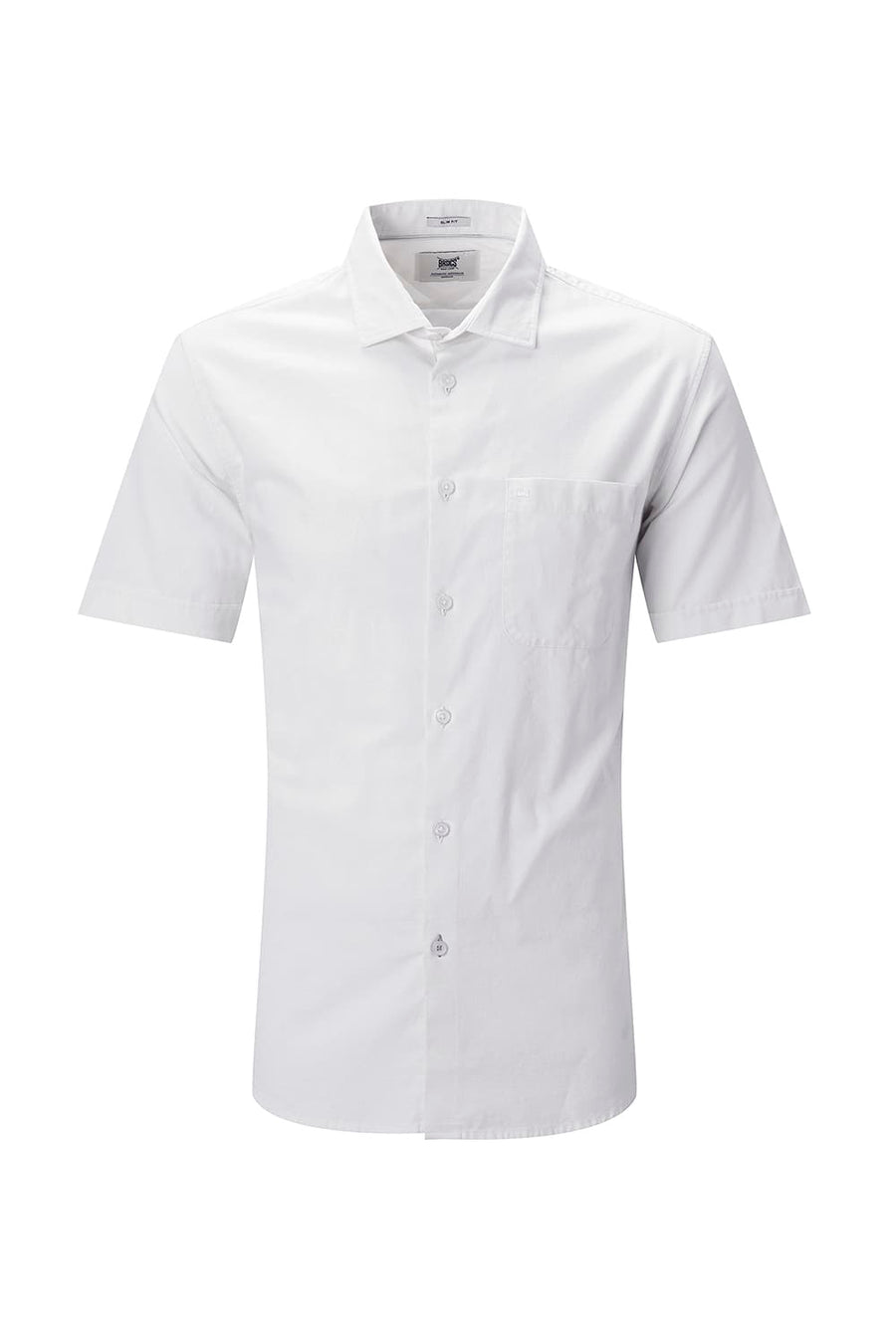 BASICS SLIM FIT MID GREY COTTON SLUB DOBBY HALFSLEEVES SHIRT