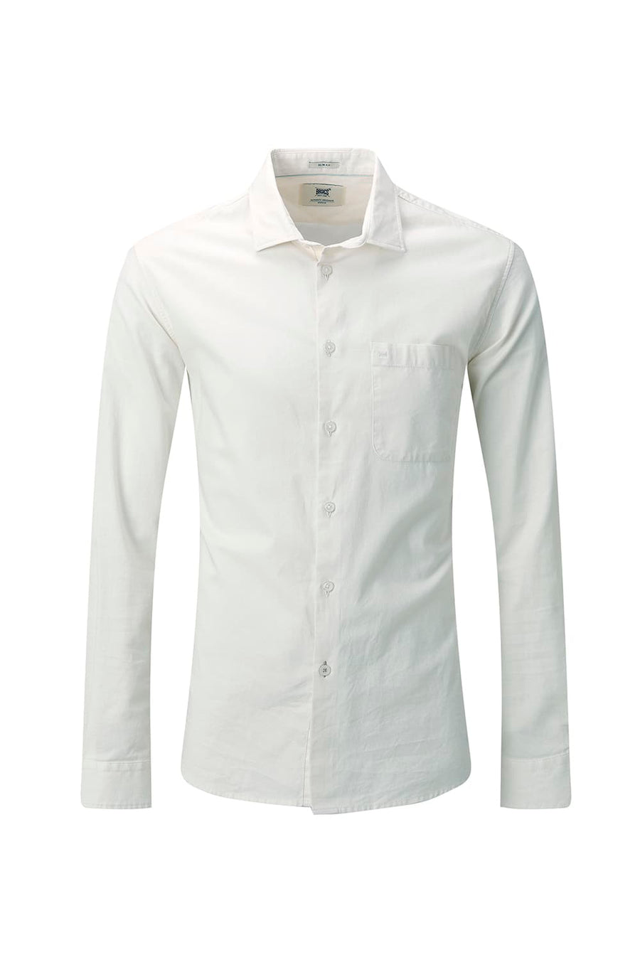 BASICS SLIM FIT MID GREY COTTON SLUB DOBBY SHIRT