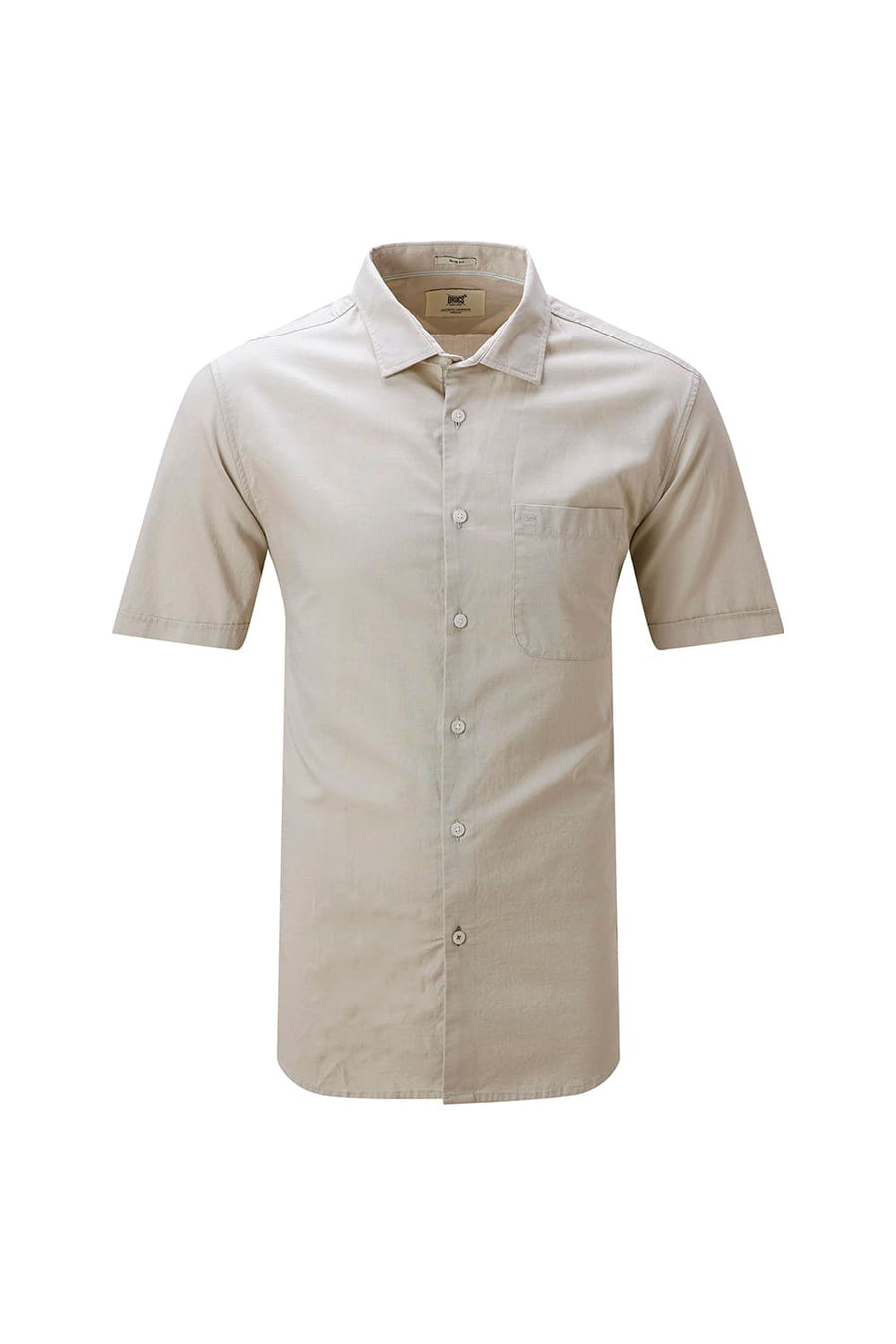 BASICS SLIM FIT NAVY COTTON SLUB DOBBY HALFSLEEVES SHIRT