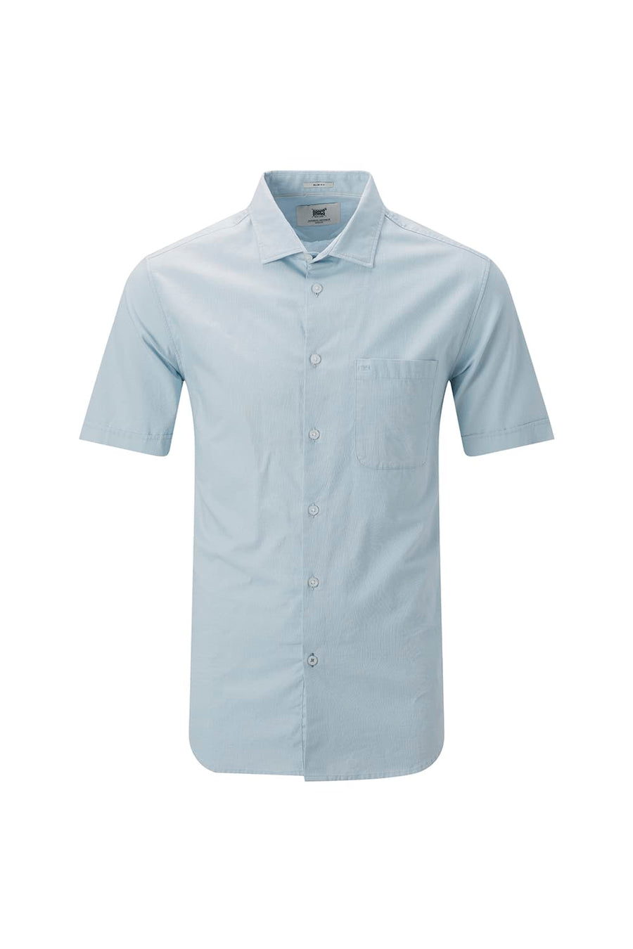 BASICS SLIM FIT BLACK COTTON SLUB DOBBY HALFSLEEVES SHIRT