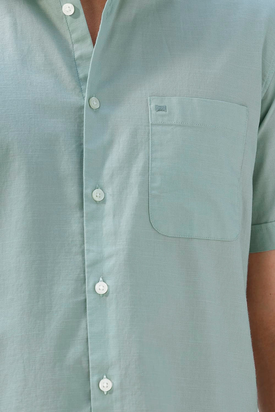 BASICS SLIM FIT BROWN COTTON SLUB DOBBY HALFSLEEVES SHIRT