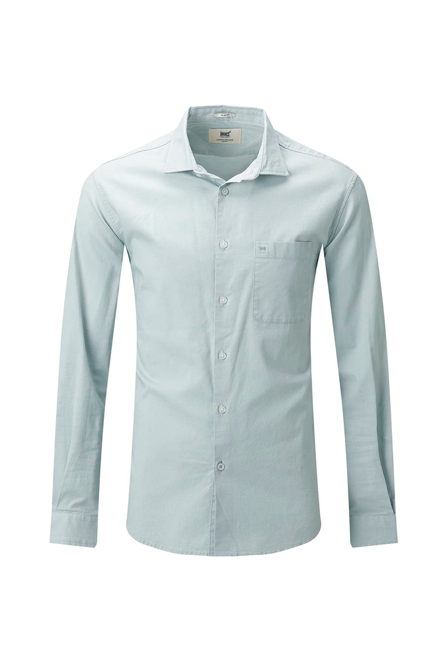 BASICS SLIM FIT BROWN COTTON SLUB DOBBY SHIRT
