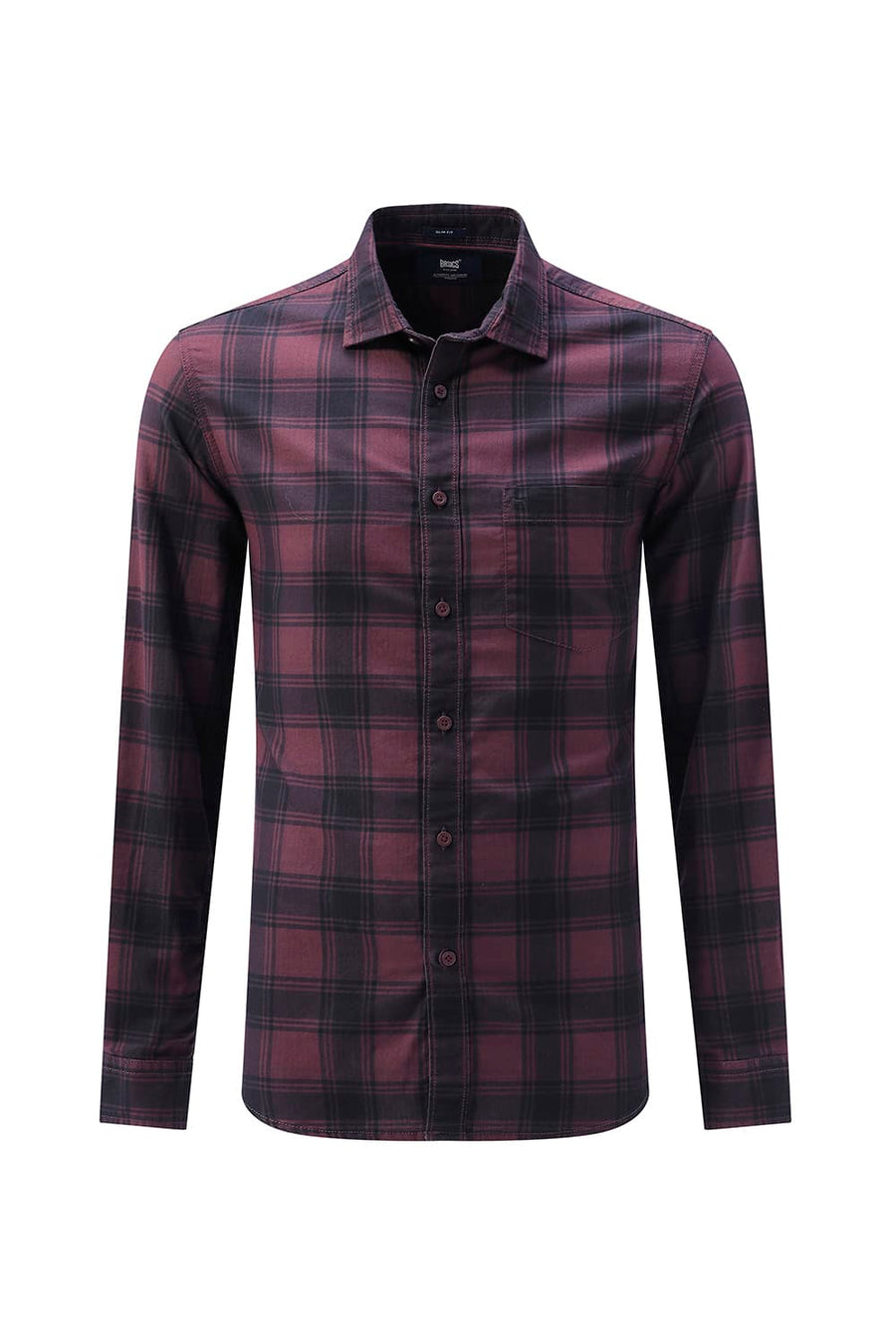 BASICS SLIM FIT BLACK COTTON HERRING BONE CHECKS SHIRT
